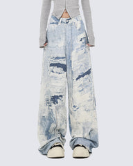 High Street Tie-Dye Wide-Leg Jeans