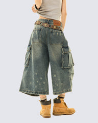 Vintage Washed Utility Denim Culottes