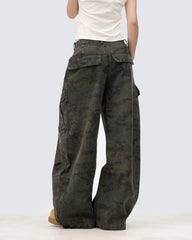 Vintage Camo Scimitar-Cut Cargo Pants
