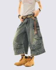 Vintage Washed Utility Denim Culottes