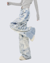High Street Tie-Dye Wide-Leg Jeans