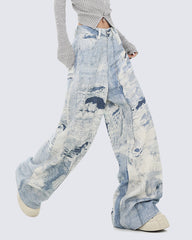 High Street Tie-Dye Wide-Leg Jeans