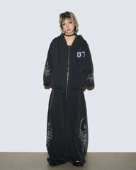 'Dark Hand-Drawn' Gothic Embroidered Zip Hoodie&Sweatpant