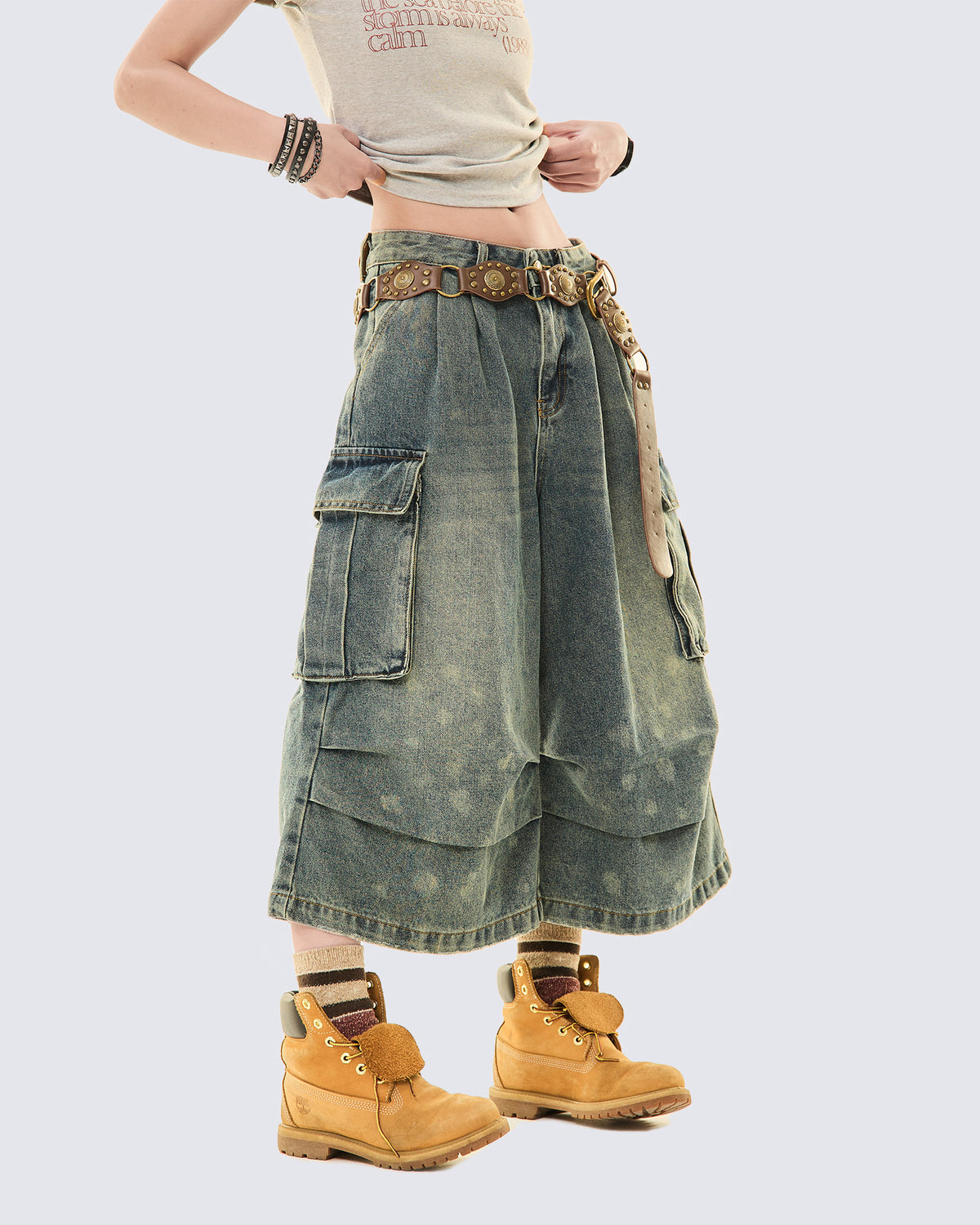 Vintage Washed Utility Denim Culottes