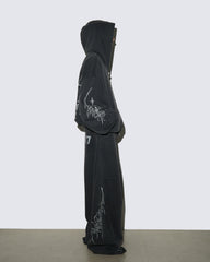 'Dark Hand-Drawn' Gothic Embroidered Zip Hoodie&Sweatpant